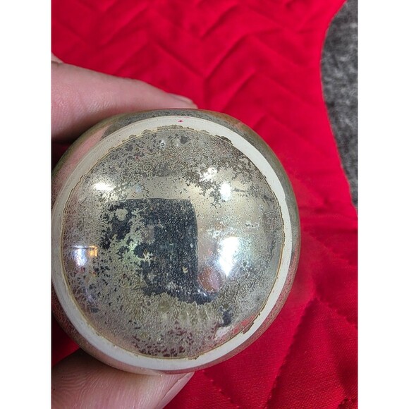 Vintage Mercury Glass Indented Ball Christmas Ornament 2.25in Shiny Brite - Picture 6 of 6